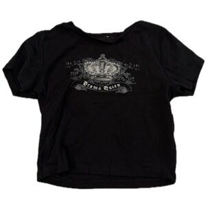 garage black “drama queen” crown graphic mini tee
